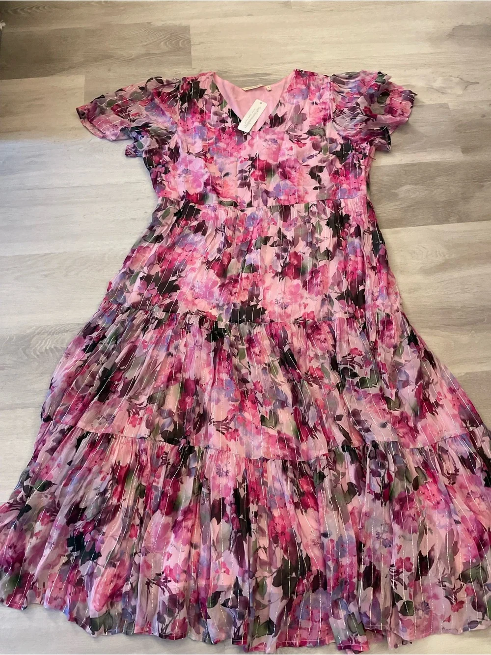 Soft Surroundings Pink Garden Romantic Tiered Santhia Maxi Dress ~ L ~ NWT - Picture 10 of 10
